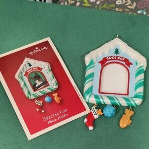 Hallmark Cool Cat Frame Ornament with Red and Green